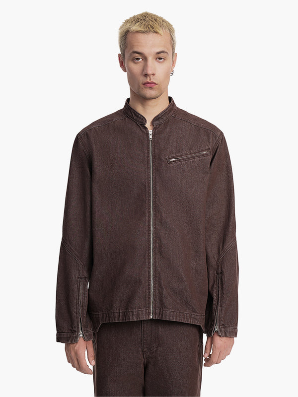Biker denim shirt brown