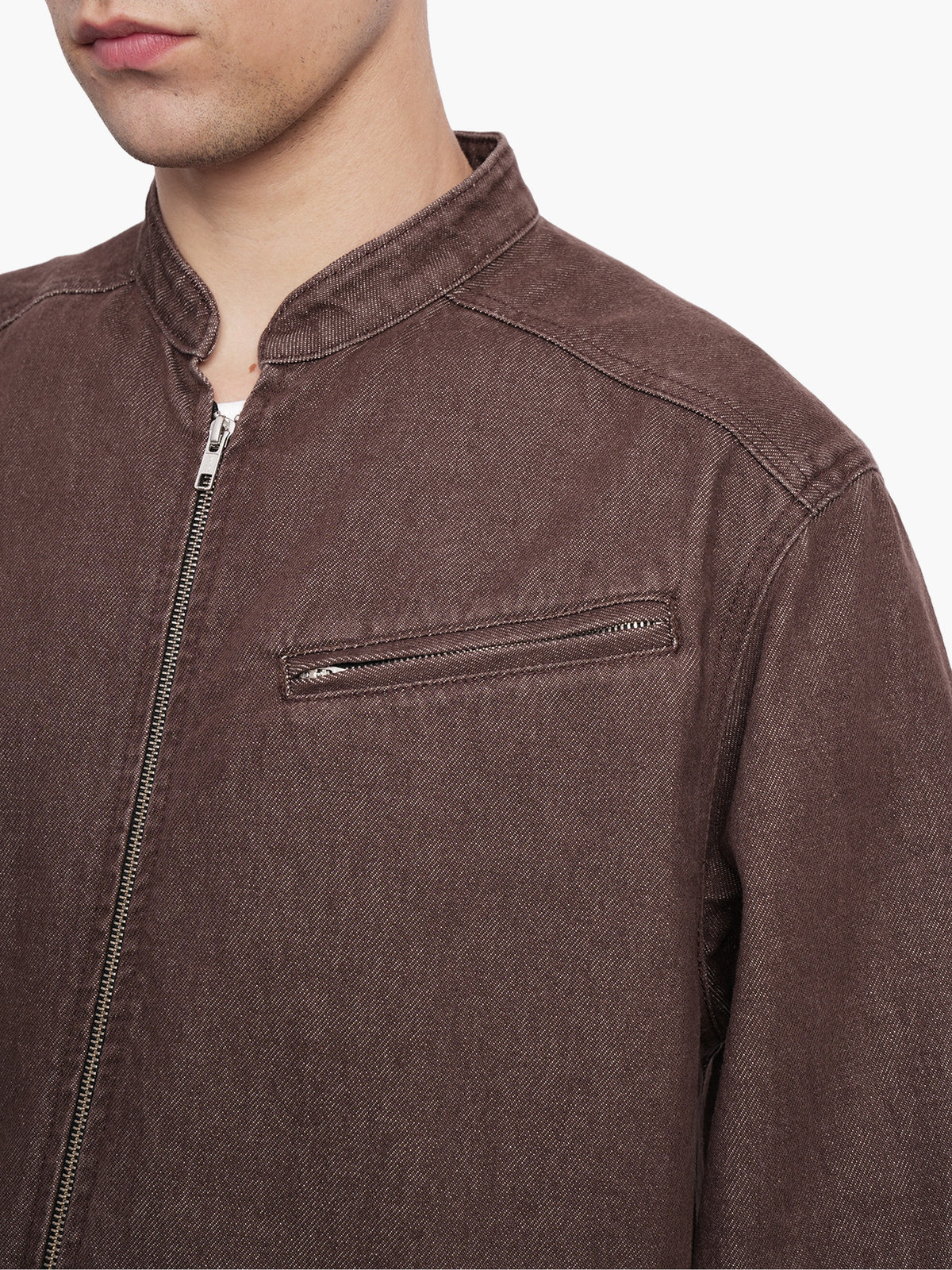 Biker denim shirt brown