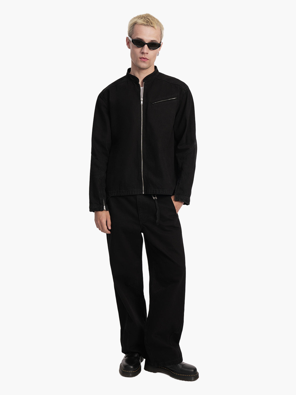 Biker denim shirt black