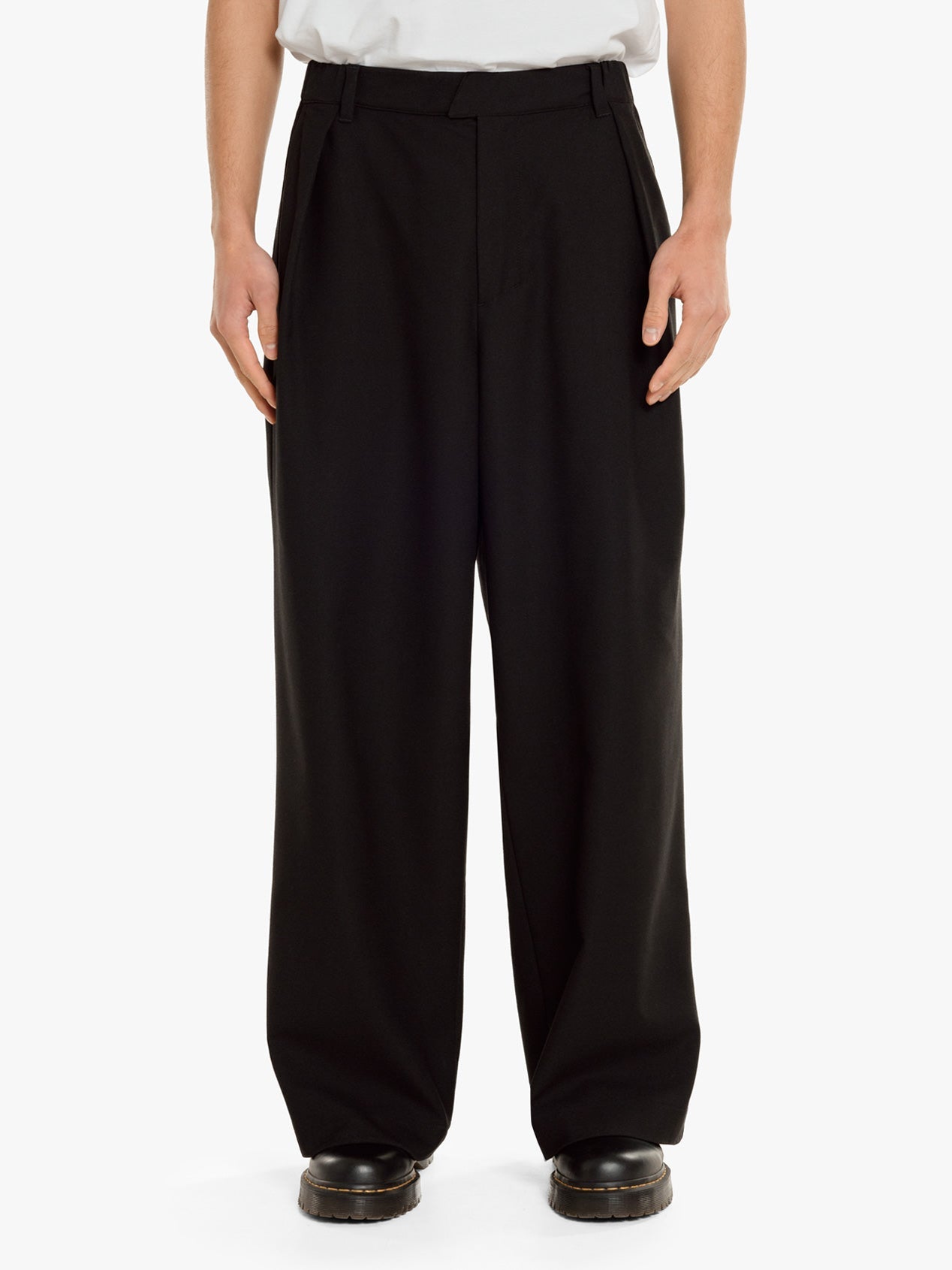 REVERSE PLEAT POLY-VISCOSE TROUSERS