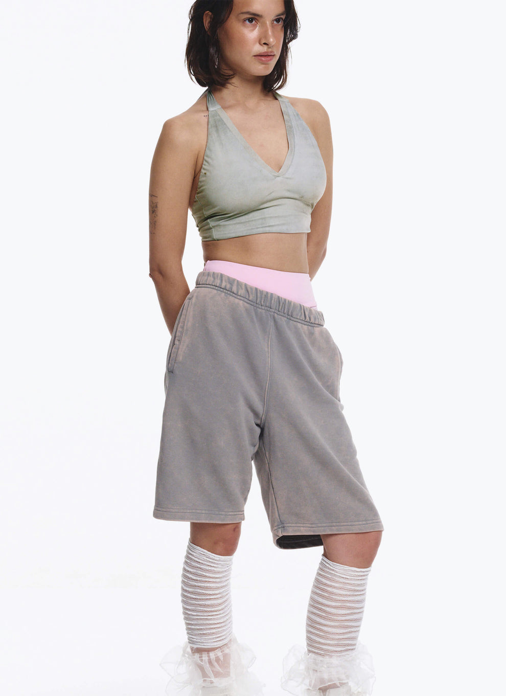 GREY WASHED SHORTS