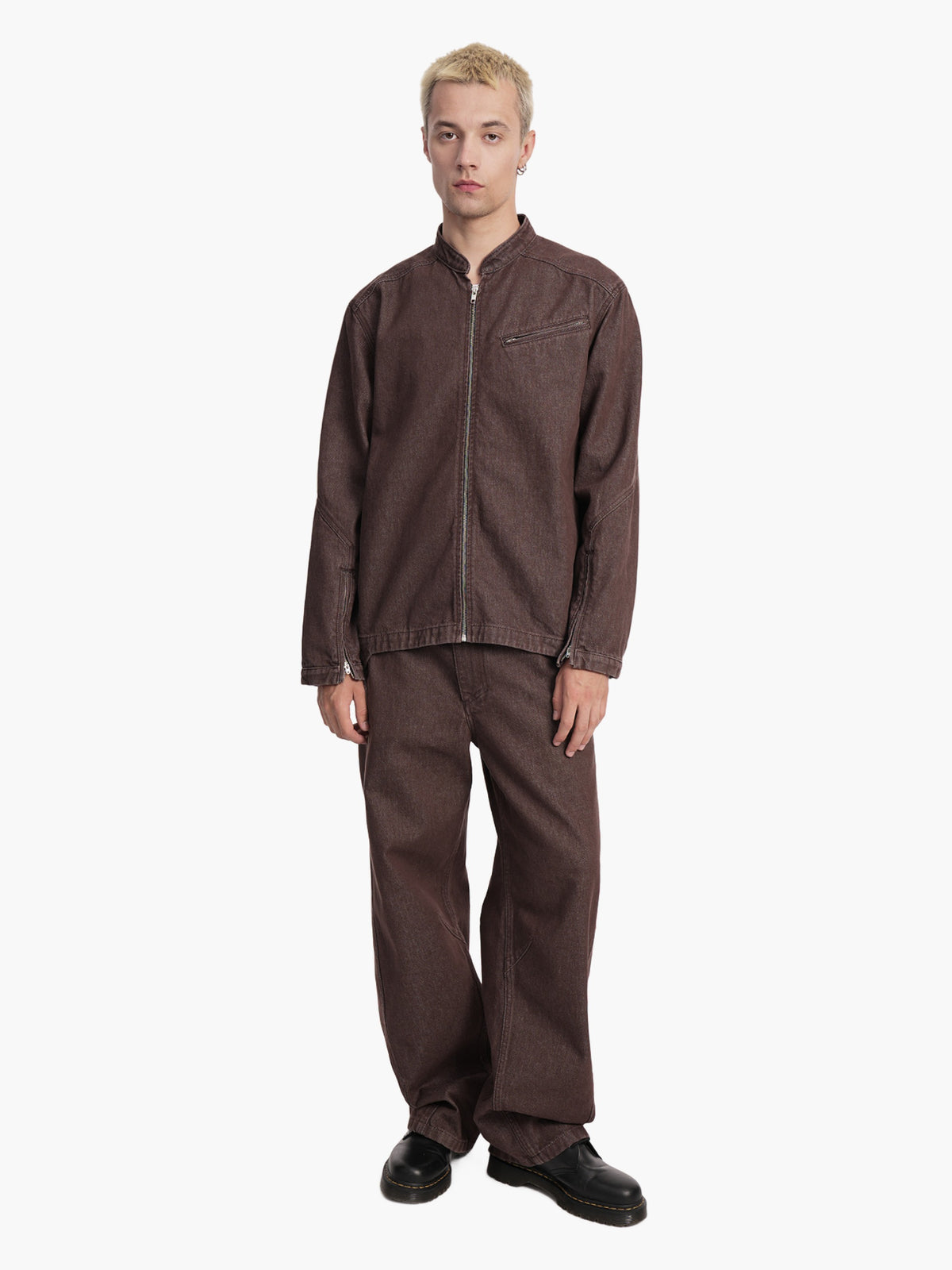 Biker denim shirt brown