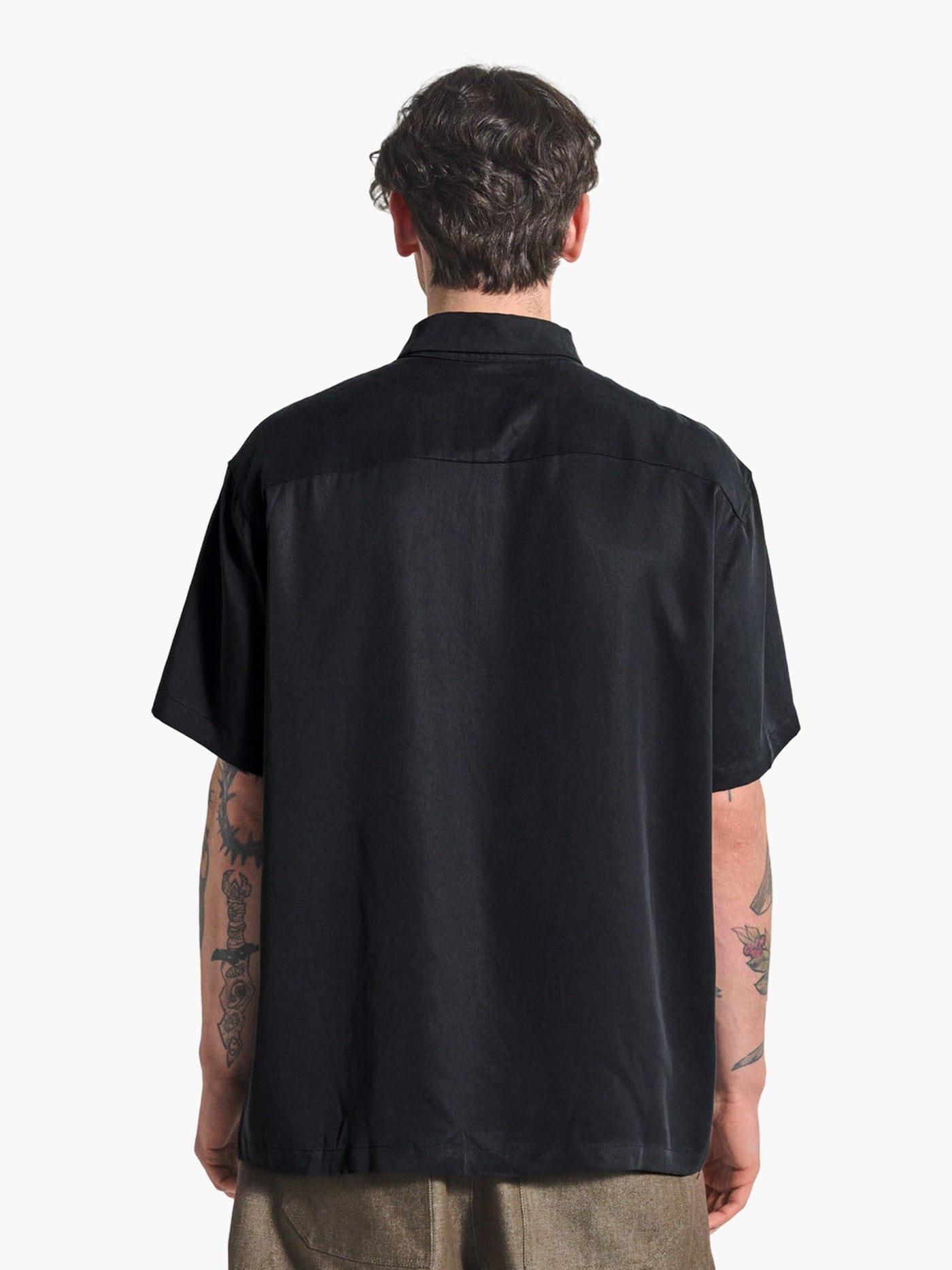 BUTTON UP TENCEL SHIRT TS26 BLACK