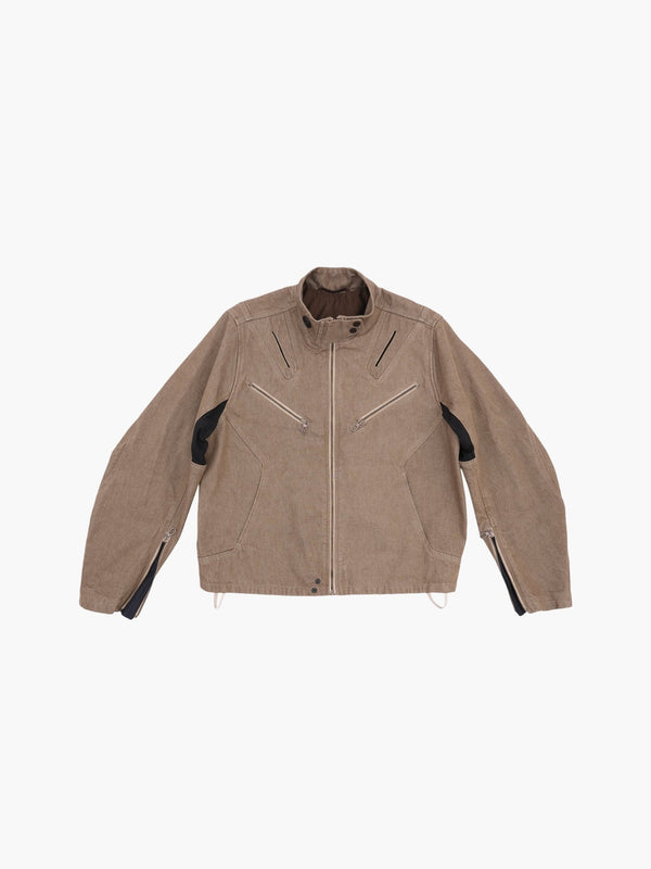 DENIM MOTO JACKET WASHED SAND
