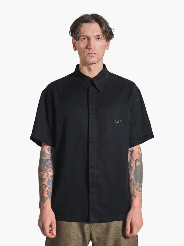 BUTTON UP TENCEL SHIRT TS26 BLACK