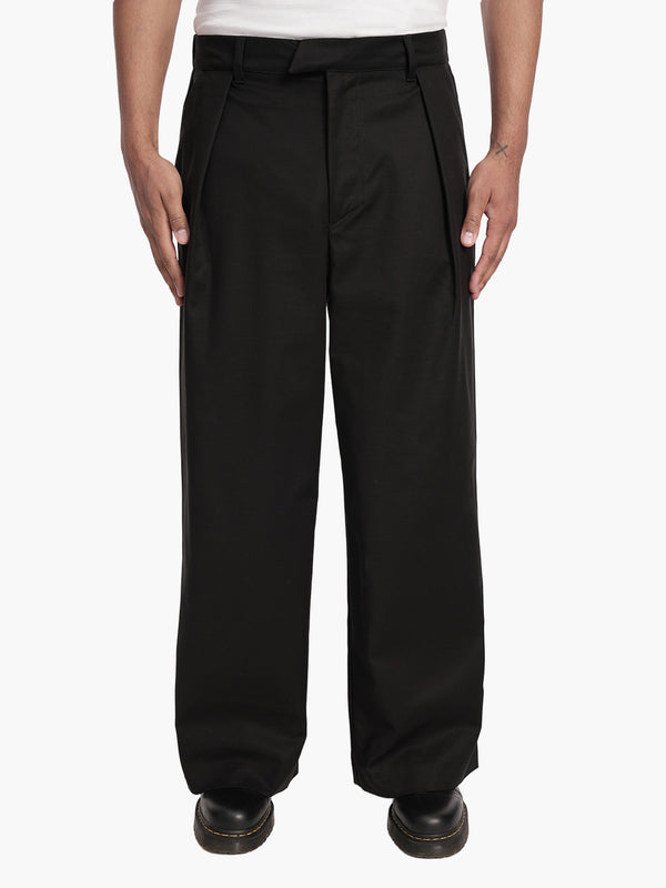 Reverse pleat polycotton trousers